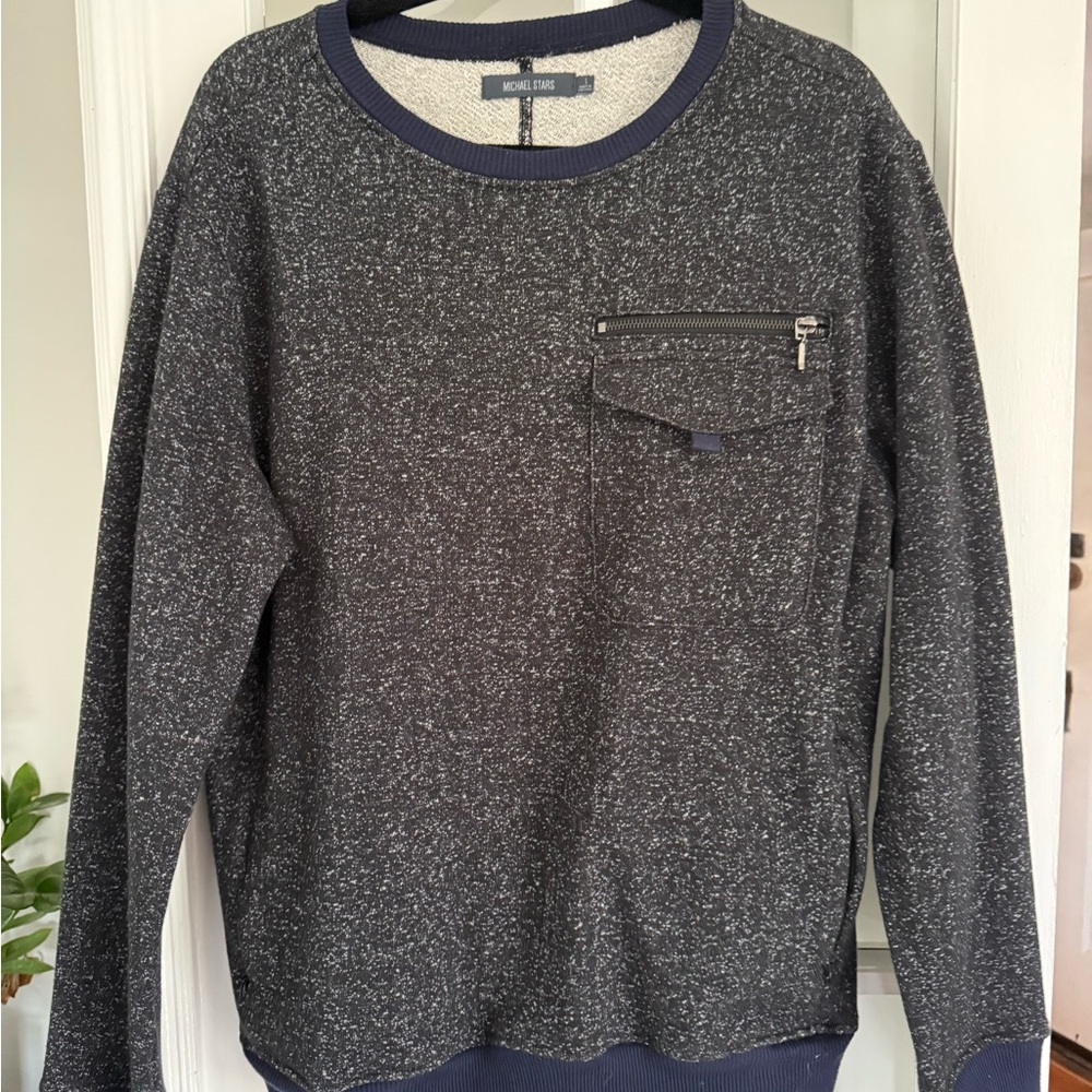 Michael Stars Men's Black and Gray Crewneck Sweater